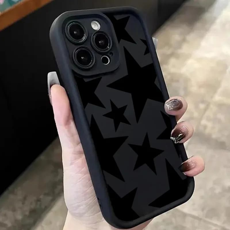 Black Star Design Phone Case For Samsung Galaxy S25 Ultra 5G Cases S24 FE S23 S22 Plus A16 A36 A56 A54 A55 A53 A52 A26 A35 Cover