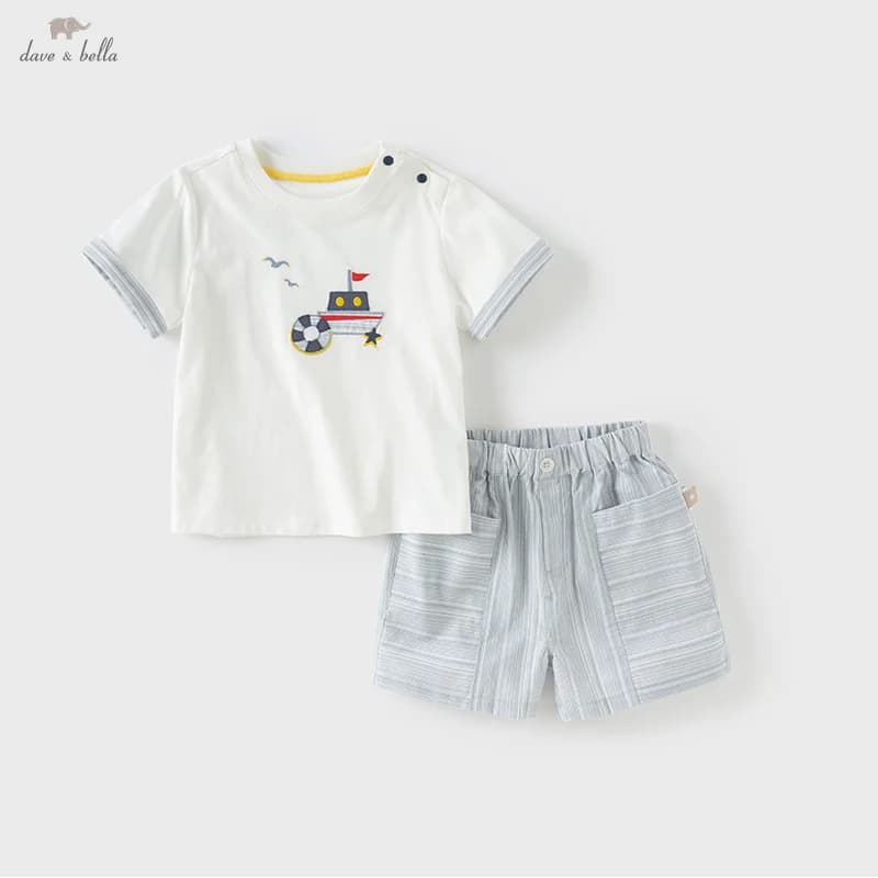 Dave Bella Bambini 2 pezzi T-shirt Set Ragazzi Manica corta Estate T-shirt Pantaloni Abiti Ragazzi Casual Fratelli Vestiti Vestito DB 2251161