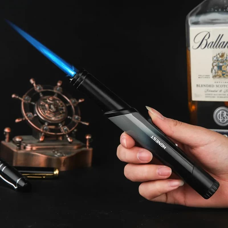 HONEST Creative Metal Pen Style Accendino a gas 1300 ℃ Strumento per saldatura di gioielli per barbecue da cucina all'aperto da uomo con torcia ad alta temperatura