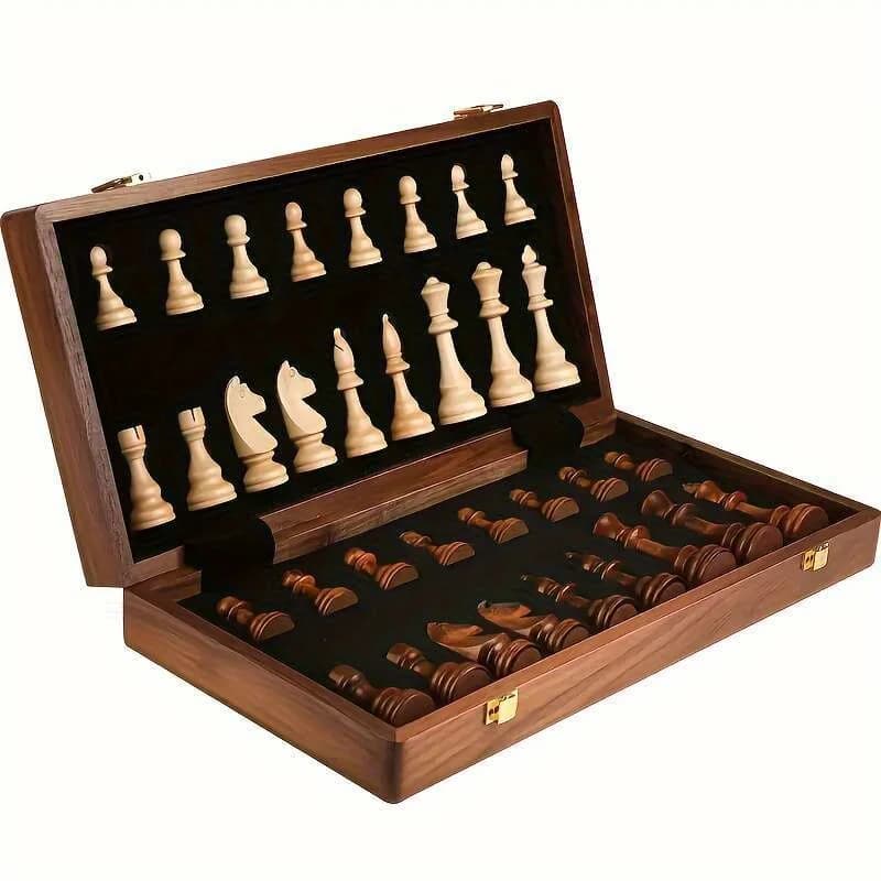 Set di Scacchi Magnetico Pieghevole, Pezzi Pesanti, 2 Pezzi di Ricambio, Confezione Regalo Premium