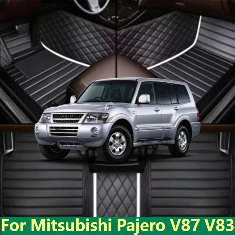 Custom Car Floor Mats For Mitsubishi Pajero V87 V83 MonteroV87 V88 V93 2004-2008-2026 Accessories Foot leather Carpets Rugs