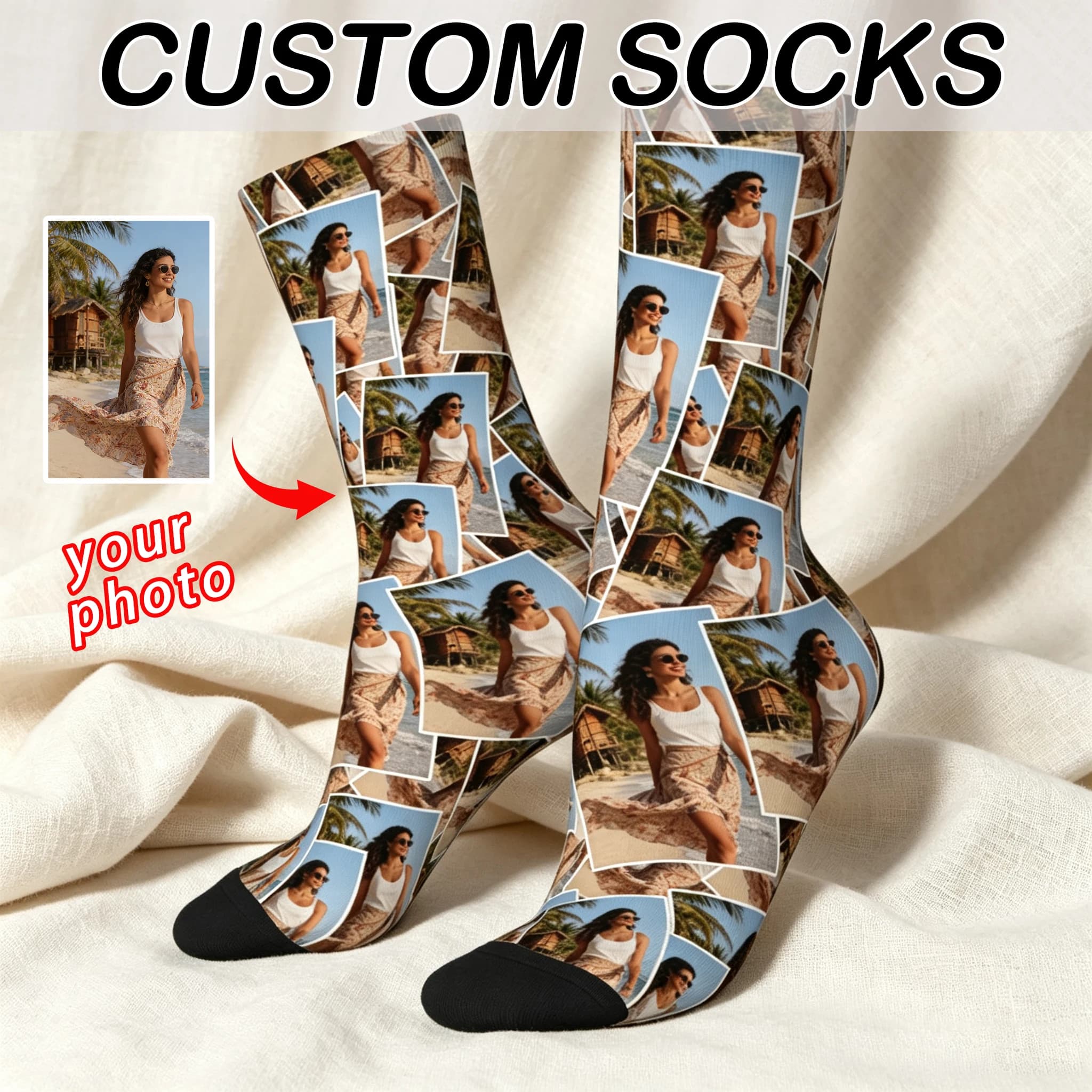 Custom Face Socks Personalized Photo Socks Customizable Funny Socks with Your Picture Available Unique Gift for Couple