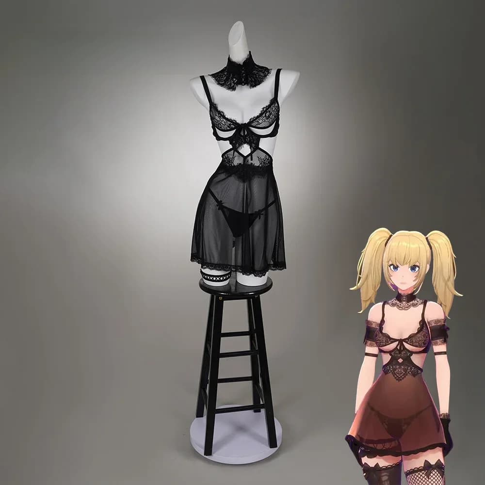 GrokAni Anime Ani Cosplay AI Costume Nero camicia da notte sexy 2026 Carnevale di Halloween delle donne nuovo uniforme guanti collana calzini set