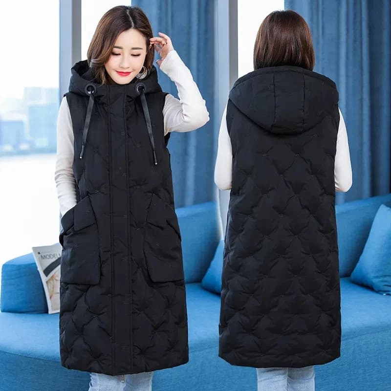 Gilet lungo in cotone Casual da donna nuovo autunno inverno gilet caldo freddo moda Parka con cappuccio antivento soprabito Oversize 5XL