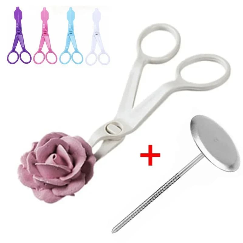 2 Pz/set Tubi Fiore Forbici di Sicurezza Del Chiodo Rosa Decor Sollevatore Torta Del Fondente Decorazione Vassoio Crema Trasferimento di Cottura Pasticceria Strumenti
