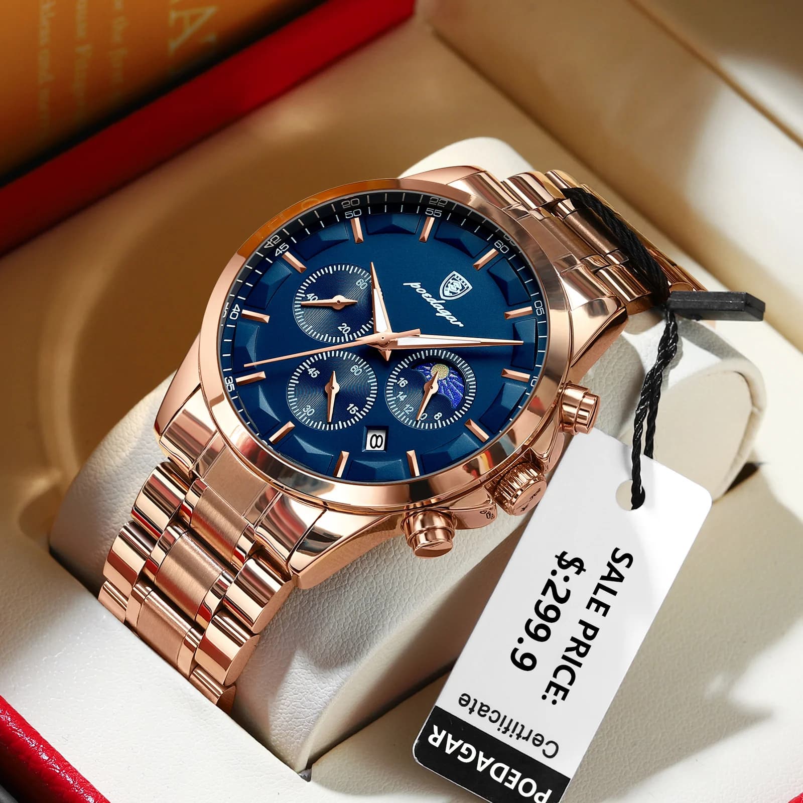 POEDAGAR Orologio da polso da uomo di lusso Cronografo da uomo in acciaio inossidabile Orologio da uomo al quarzo impermeabile luminoso Orologi di moda per uomo Reloj