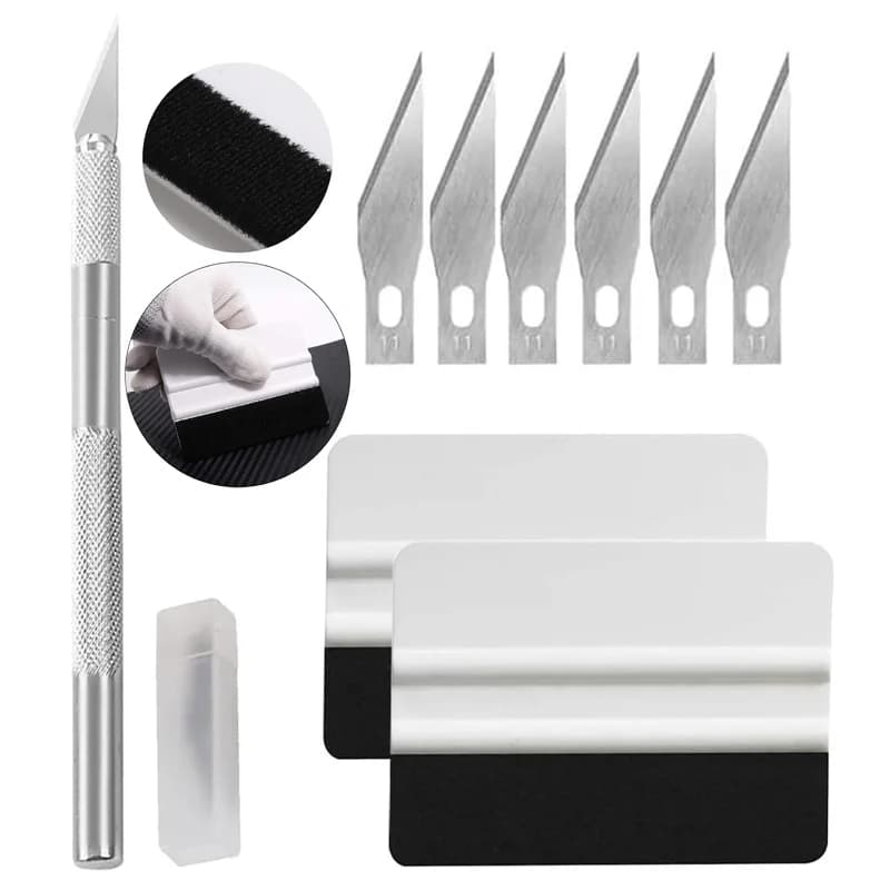 Complete Car Window Tinting Set Vinyl Scraper Cutter Squeegee for Auto Film Decals Wallpaper Installation