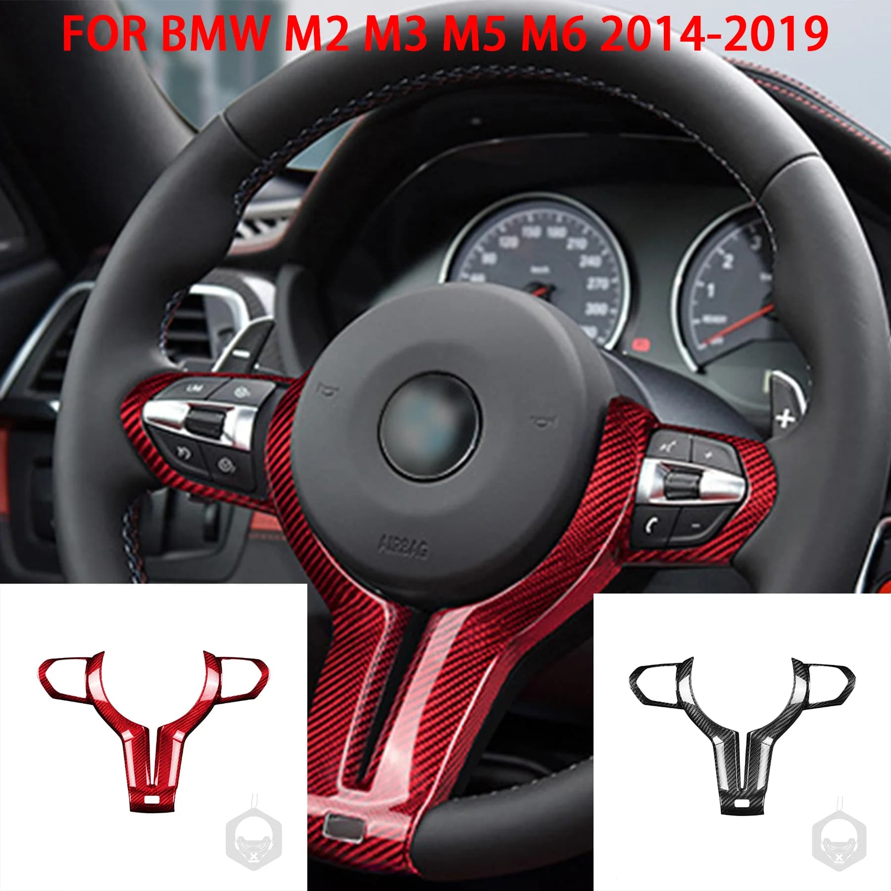 Per BMW M2 M3 M5 M6 2014-2019, Copertura del Volante in Vera Fibra di Carbonio, Cornice per Pulsanti e Pannello Interno per Auto