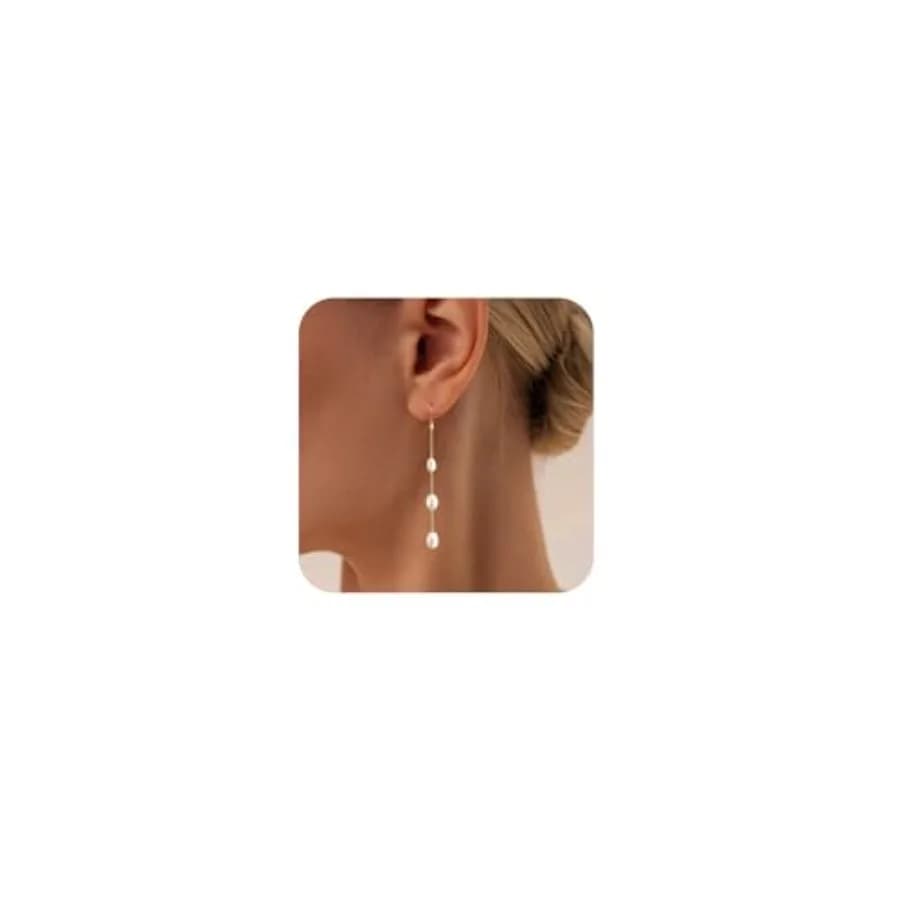 Gold Pearl Earring for Woman Trendy Gold Dangle Aesthetic Dainty Pearl Drop Earrings for Woman Gift and Wedding