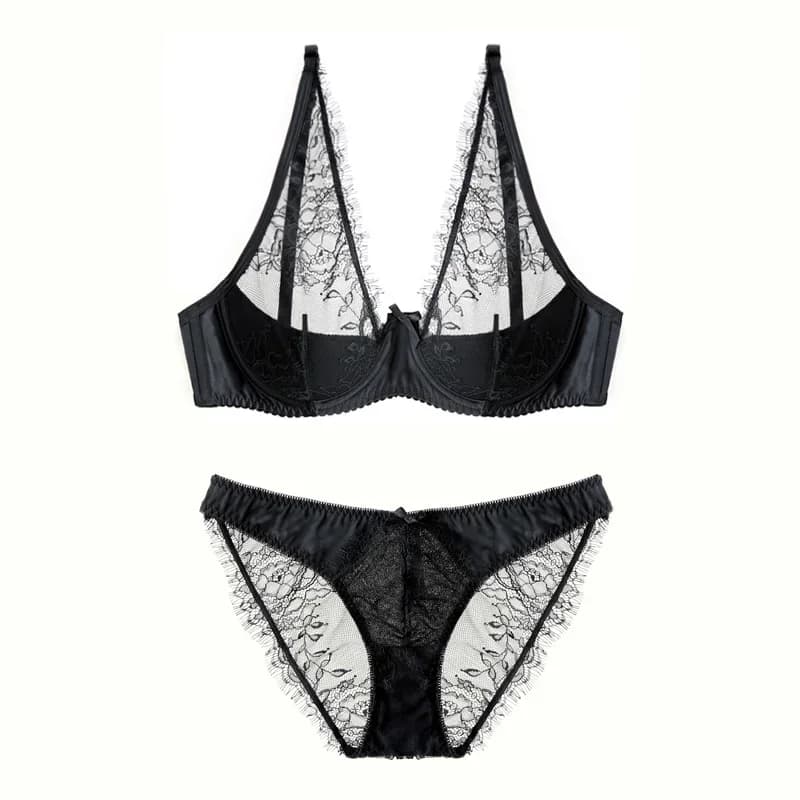 Set reggiseno estivo da donna sexy e trasparente in cotone con coppe sottili stile KUCLUT, lingerie femminile in pizzo taglie forti