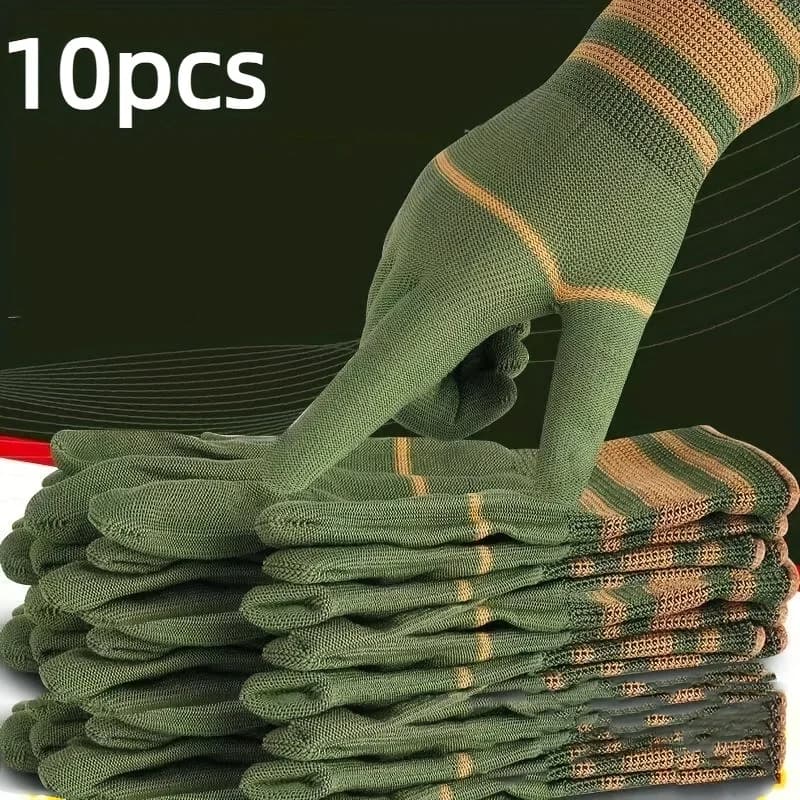 10 piece nylon gloves - Light and tight texture, suitable for outdoor cycling, fishing, camping, unique size suitable for all