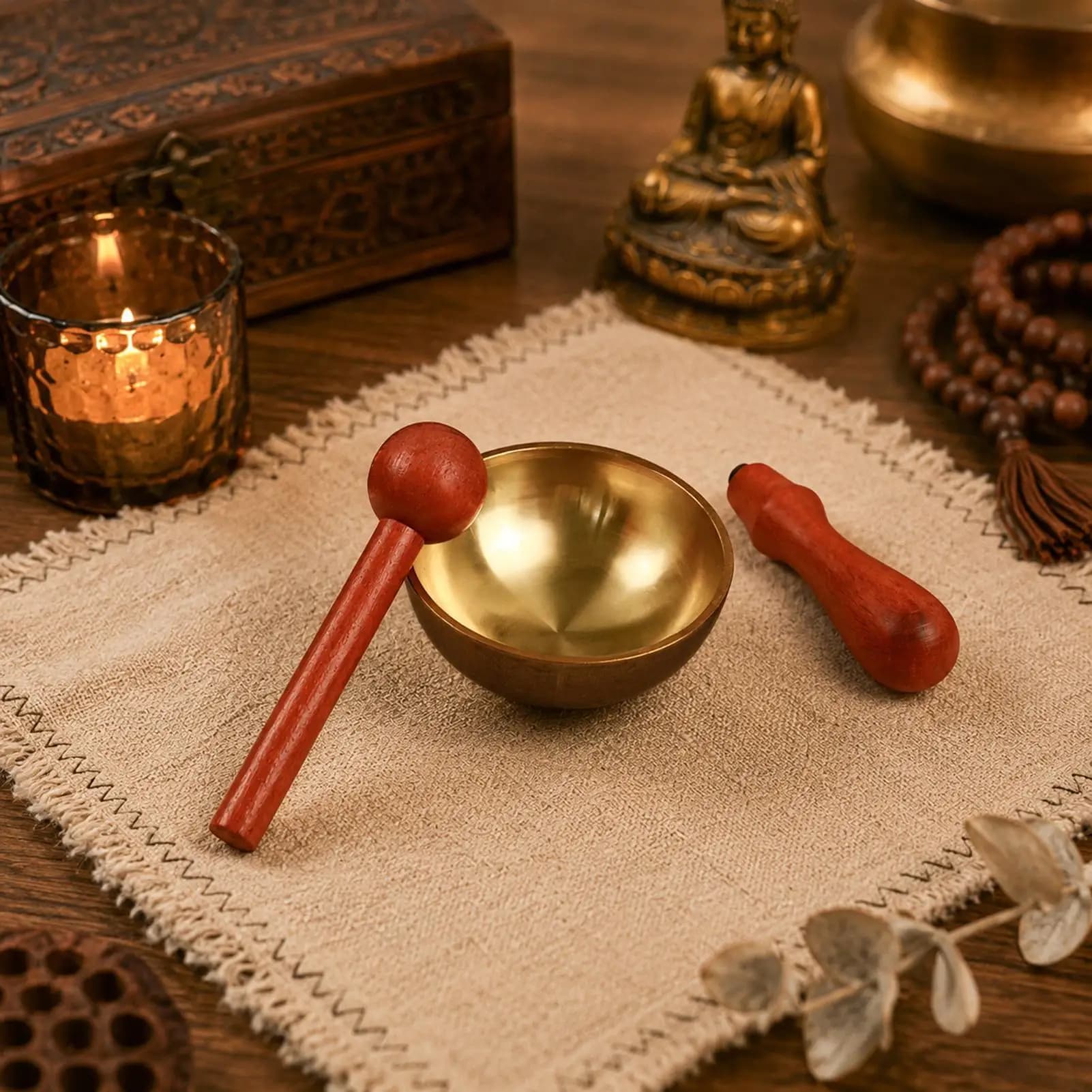 Tibetan Singing Bowl Set Meditation Sound Device With Hammer Singing Bowls For Yoga Relaxation Prayer Beginners Mindfulness Men