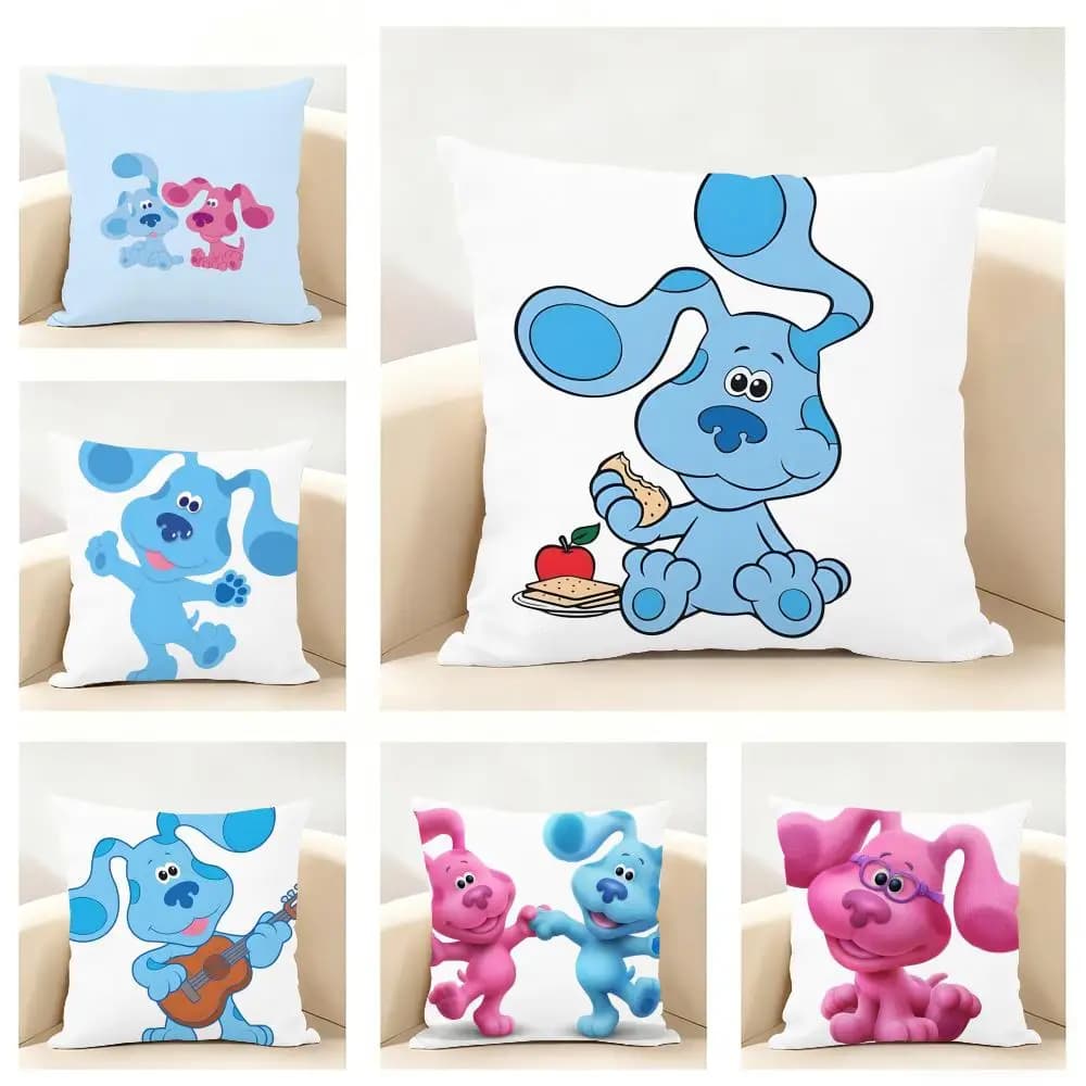 Blues-Clues Blue puppy clues preschool Cushion Cover Linen Minimalist Soft for Sofa Bed Home Room Decor