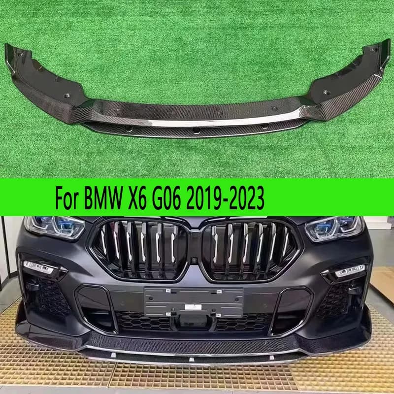 For BMW X6 G06 2019-2023 Carbon Fiber Car Front Bumper Lip Front lip Diffuser Front Chin Spoiler Upgrade Auto Parts