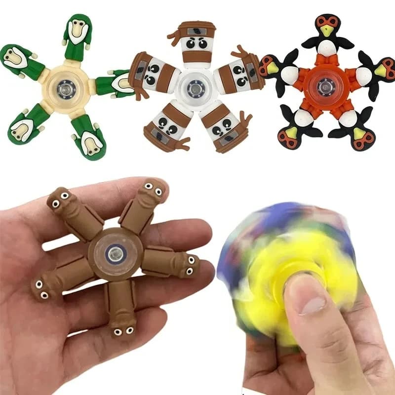 Italiano Brainrot Tung Fidget Spinner Catena Giocattolo Deformato Antistress Mano Spinner Vent Giocattolo Per Adulti Alleviare Lo Stress Agitarsi Sensoriale Giroscopio