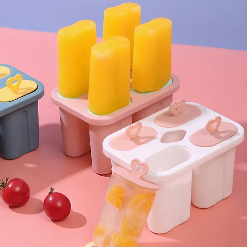 Set di stampi per gelato con Stick 4 stampi per ghiaccioli vassoio per ghiaccio riutilizzabile per stampi in Silicone Kit di strumenti per gelatiera fai da te