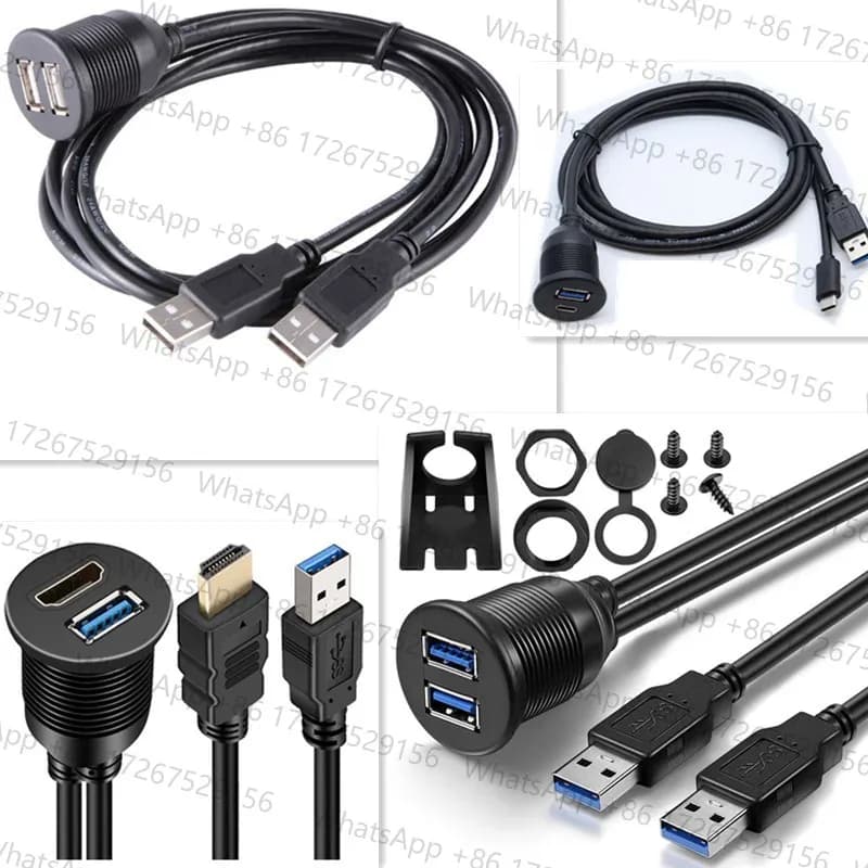 Panel USB Dual Port Waterproof Data Signal Extension Cable HDMI High Definition Type-C Board End RJ45 Connector