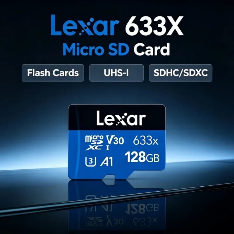 Lexar 633X Memory Card Micro SD Card Blue SDHC Class 10 A1 SDXC UHS-I Flash Cards TF Cards 64GB 128GB for Dashcam