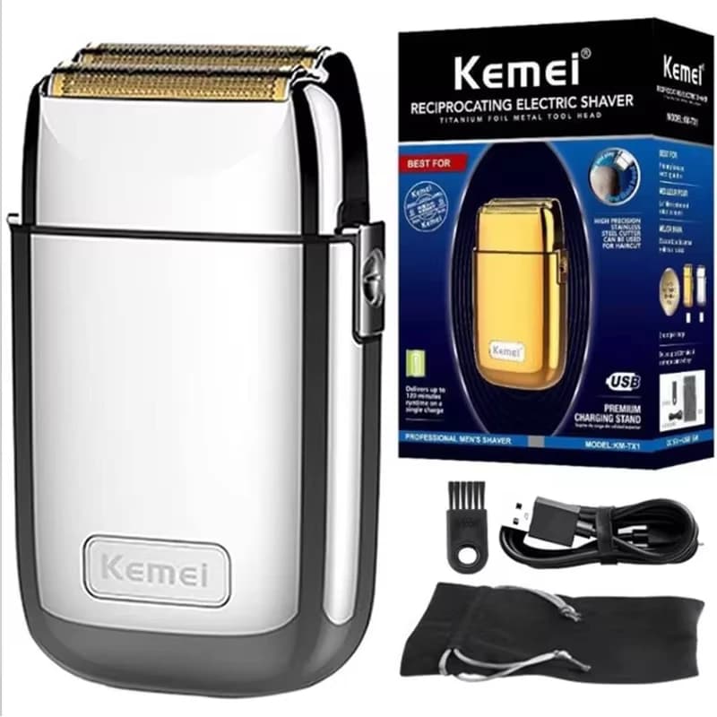Professional Electric Shaver Kemei Tx1 Rechargeable with Metal Ribbon for Men, Barba and Hair, Zero and Finishing Racking Machine