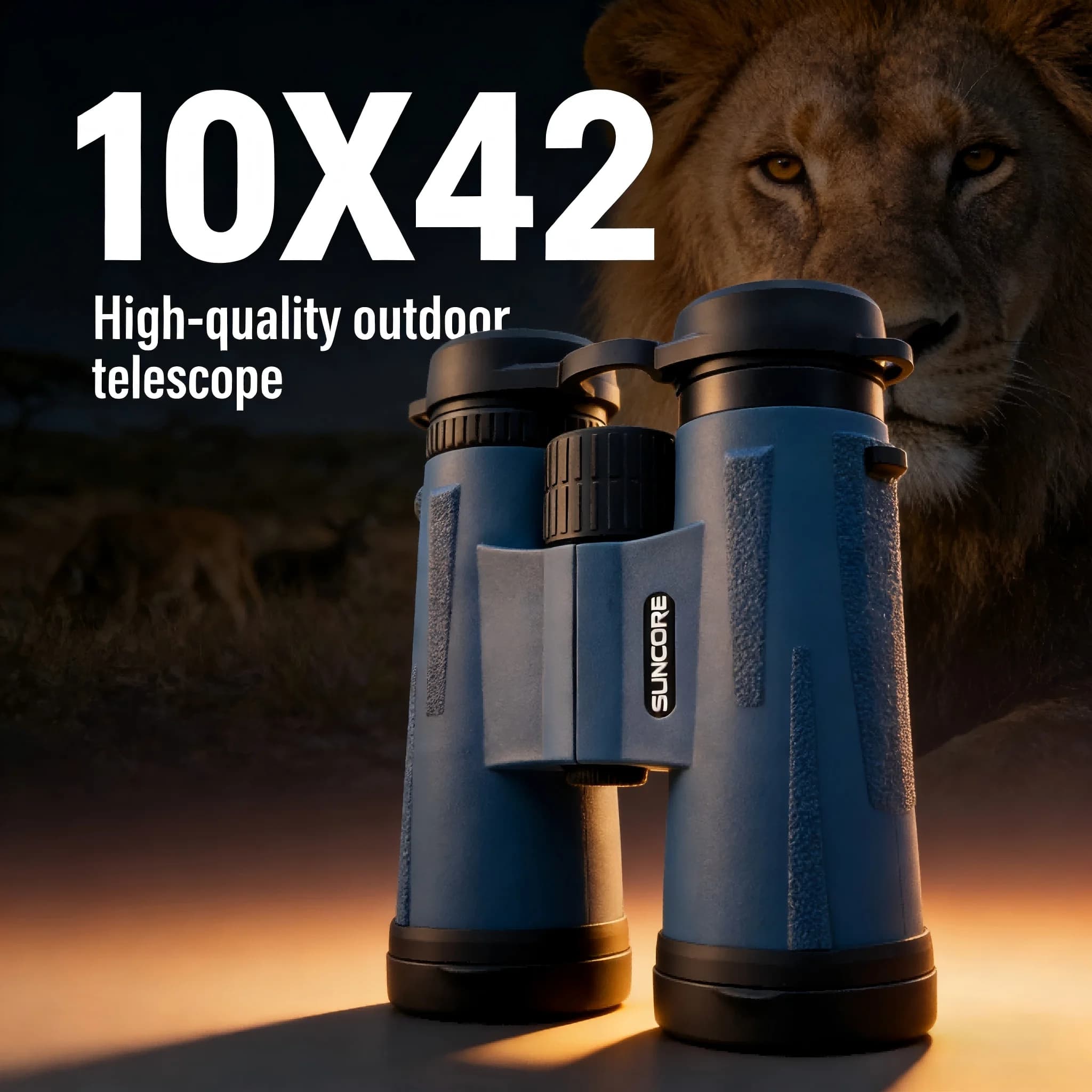 Binocolo SUNCORE 10x42 HD Blu con Ottica ad Alta Definizione, Perfetto per il Birdwatching e l'Osservazione delle Stelle
