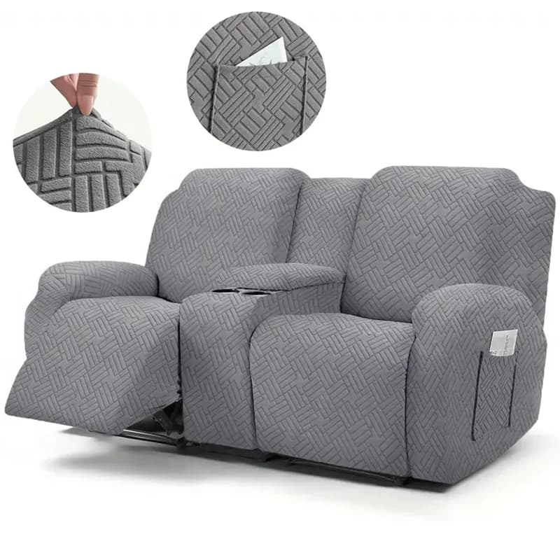 Reclining chair with 2 Posts, Elastic in Jacquard, for Armchair with Central Console, Anti-Size, with Glass Holder