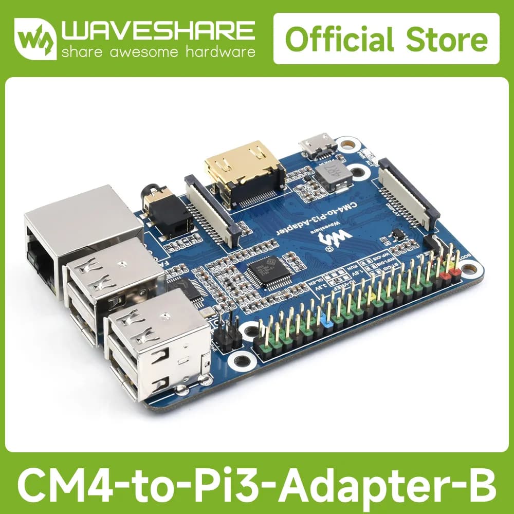 Wavehshare Raspberry Pi CM4 To 3B Adapter B version, Carrier Board IO Board Alternative Solution for Raspberry Pi 3 Model B/B+