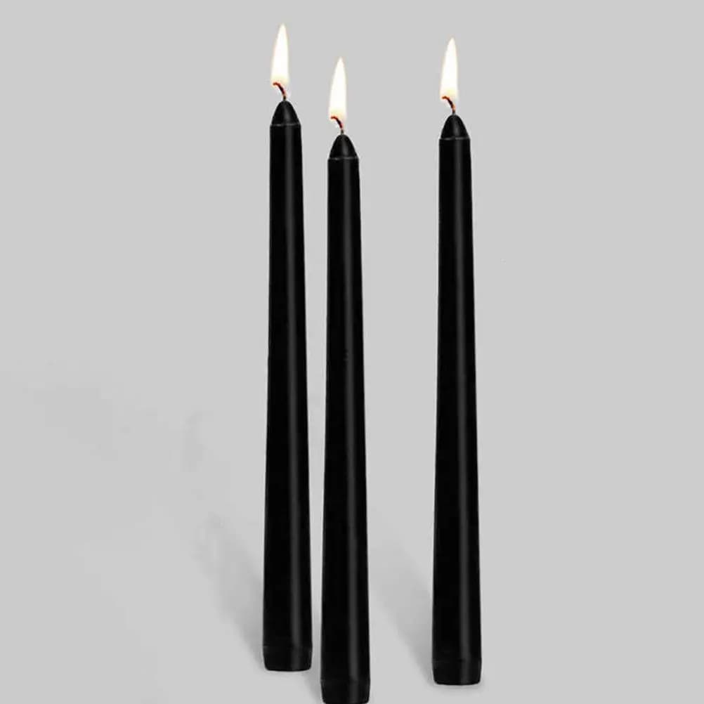 Set di 4 Candele Nere Affusolate in Paraffina, Decorazione per Tavola da Pranzo, Matrimoni e Feste, Senza Profumo, Arredo Romantico