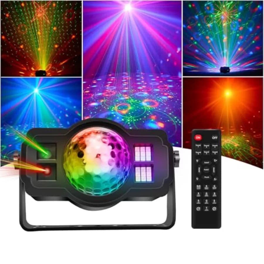 Luci da Discoteca con Sfera Luminosa, Attivazione Sonora, Luce Stroboscopica DJ con 60 Motivi, Proiettore USB per Decorazione Stanza