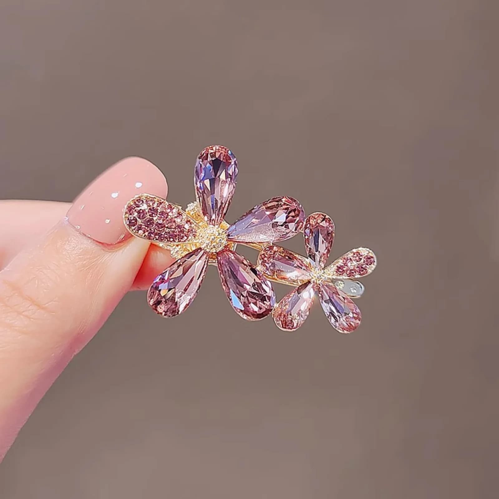 1PC High-End Women's Hair Clip, Exquisite Faux Crystal Flower Design, Perfect Side & Bangs Duckbill Clip, Elegant Mini Hair Acce