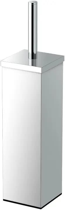 Elegante Portascopino Quadrato Cromato, Arredo Bagno Moderno con Finitura Lucida