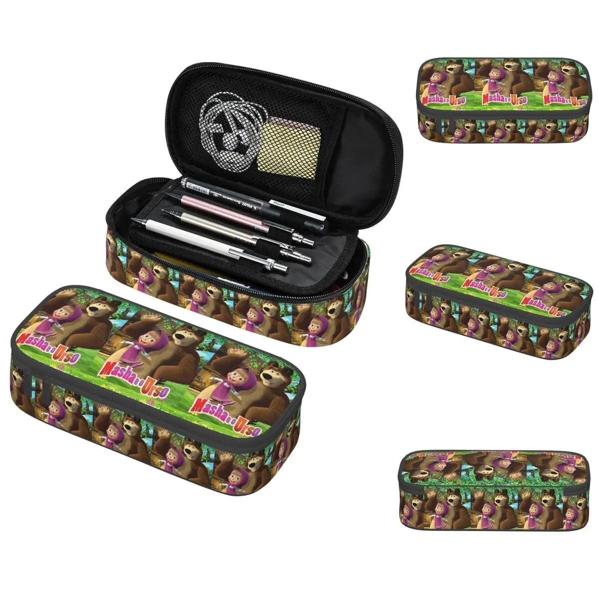 Astuccio per matite con personaggi dei cartoni animati Masha e Orso, regalo per bambini, scatola per penne, astuccio per cancelleria, porta penne.