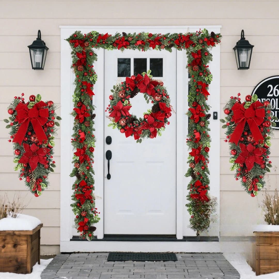 Christmas Ghirlanda for entrance door window Artificial garland Rattan garland Christmas set Navidad Christmas decoration for the house