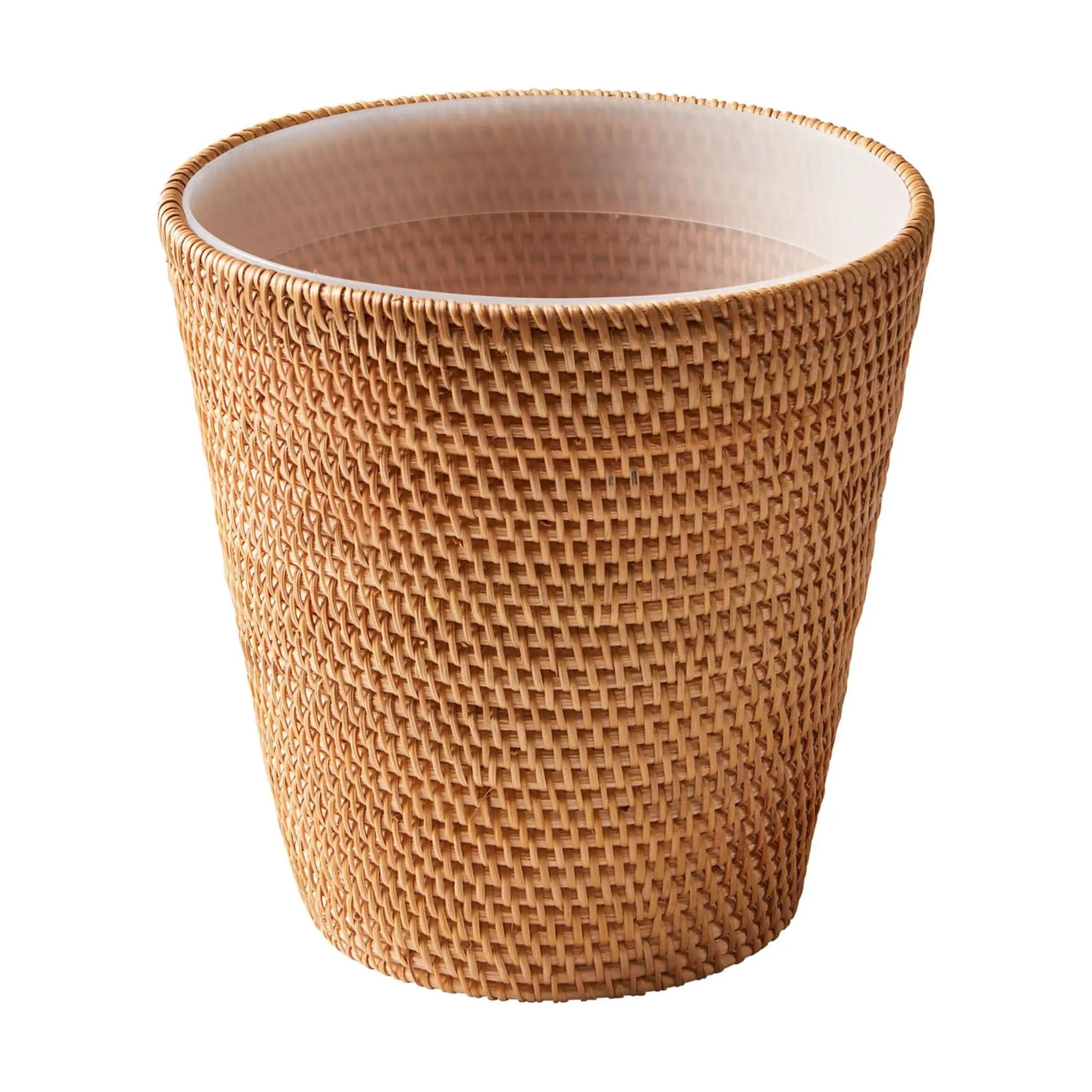 Rattan Woven Bathroom Waste Bin with Lid and Handle
