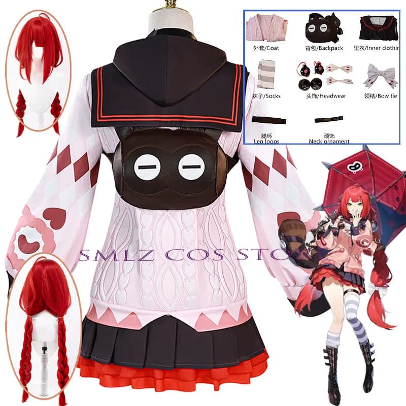 Smlz Ukinami Yuzuha Cosplay Game Zenless Zone Zero Wig Dress Bag Spook Shack For Women Girls Punches Party Halloween