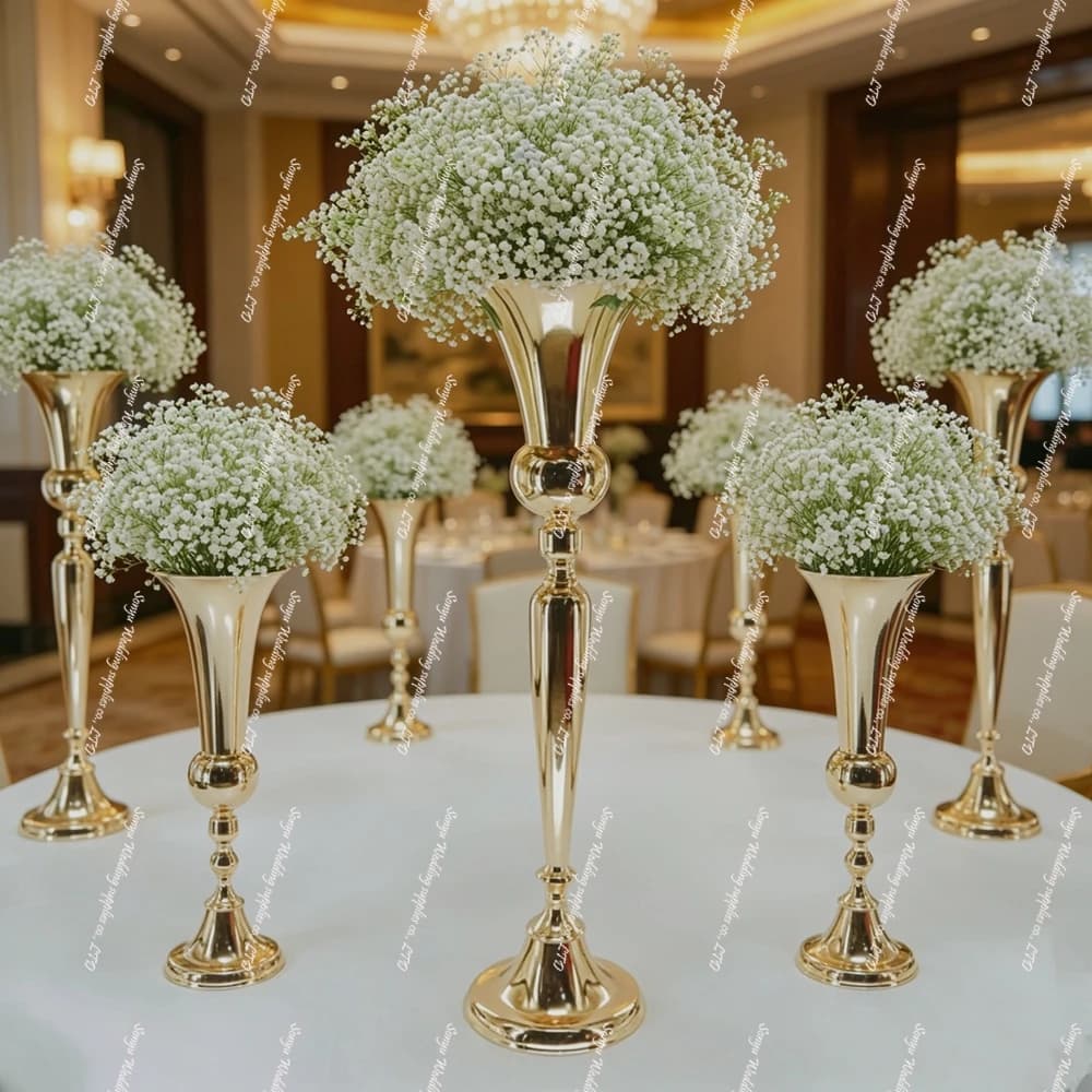 10 pezzi) 40-100 cm) Portacandele in metallo, candelabri, vaso per fiori dorato per decorazioni domestiche, per decorazioni da tavola, vaso per fiori