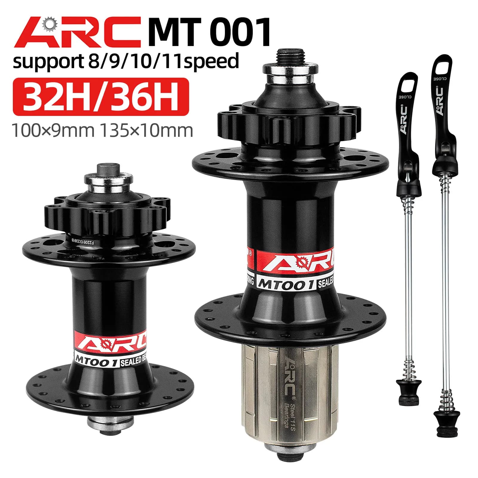Mozzo per mountain bike MT001 MTB 32 36 fori 9x100 anteriore 10x135 Asse QR posteriore 6 bulloni Mozzo per bicicletta freno a disco 32H 36H HG 11 v Parte ruota