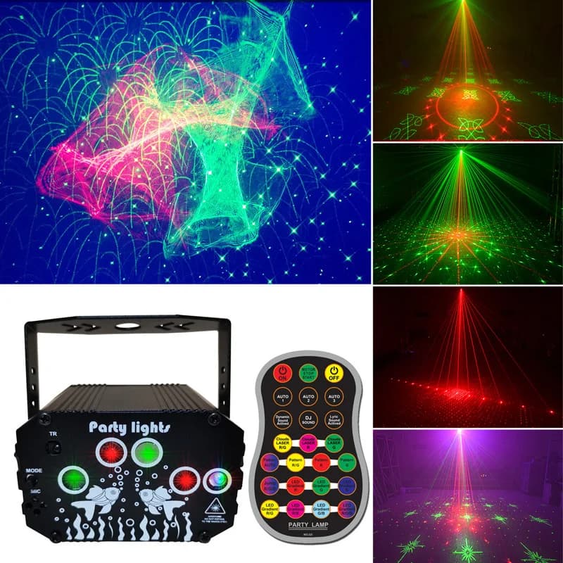 Mini luce da discoteca a 60 modelli, effetto luce da palcoscenico, controllo vocale, proiettore laser USB, lampada stroboscopica per la casa e la pista da ballo