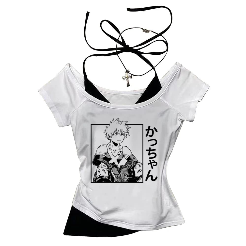 Bakugo top tees girl Graphic Retro Grunge Comfortable Pop Culture anime shirt women graphic Punk 2000s Classic Digital