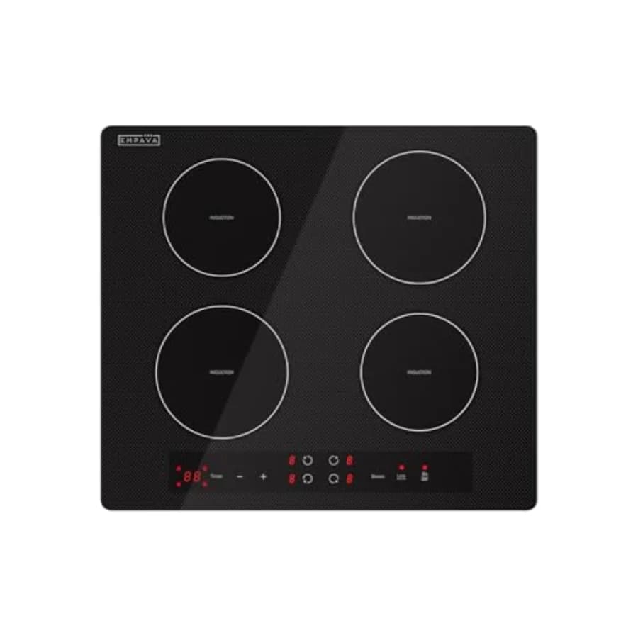 Piano Cottura a Induzione Elettrico da 24 Pollici per Cucina, Vetro Nero, Controllo Touch con Power Boost, Timer, Blocco Bambini, Indicatore Calore Residuo
