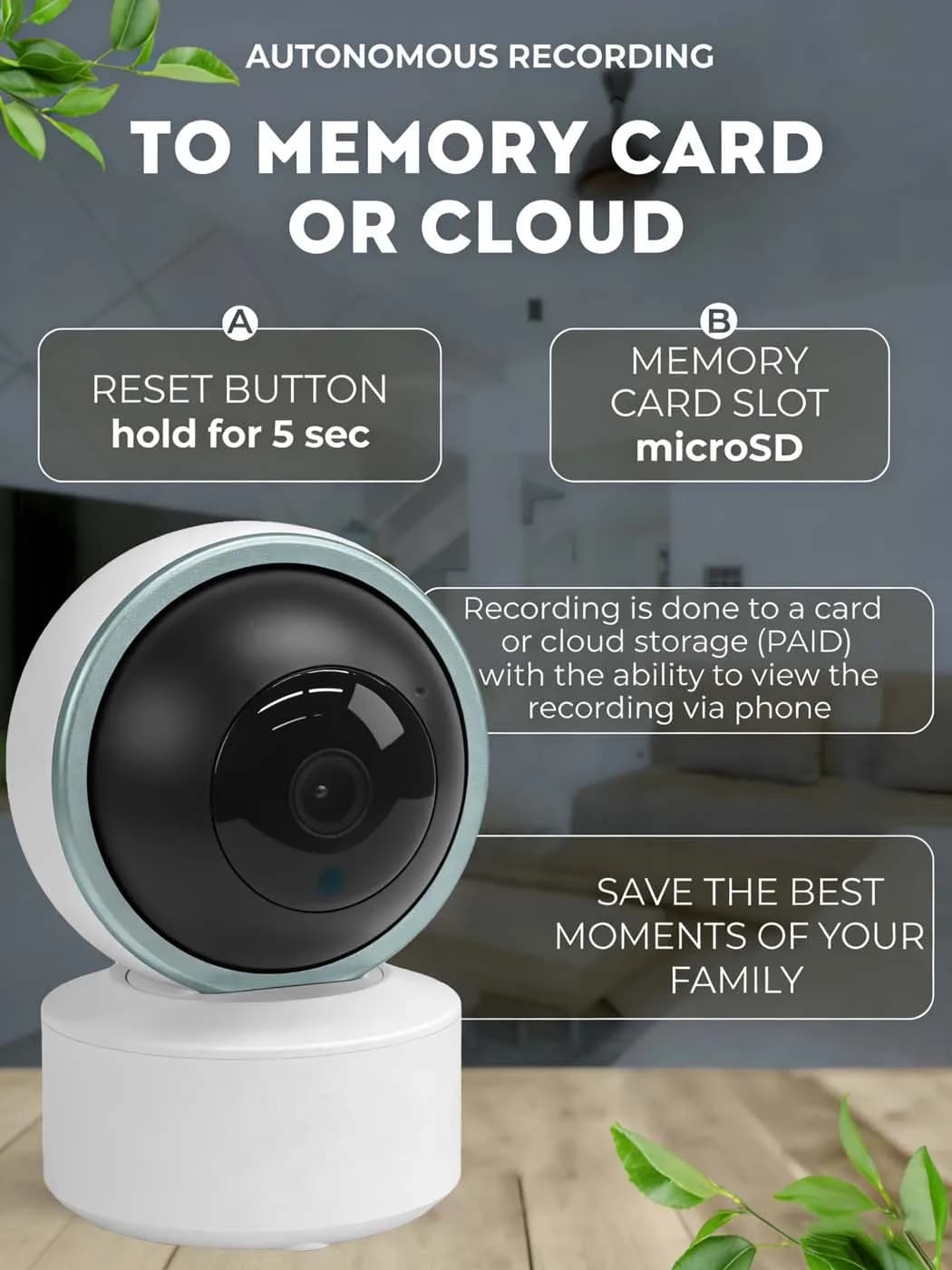 Telecamera WiFi Interna PEGATAH 5MP, Monitoraggio Automatico, Audio Bidirezionale, Sicurezza e Sorveglianza per Bambini