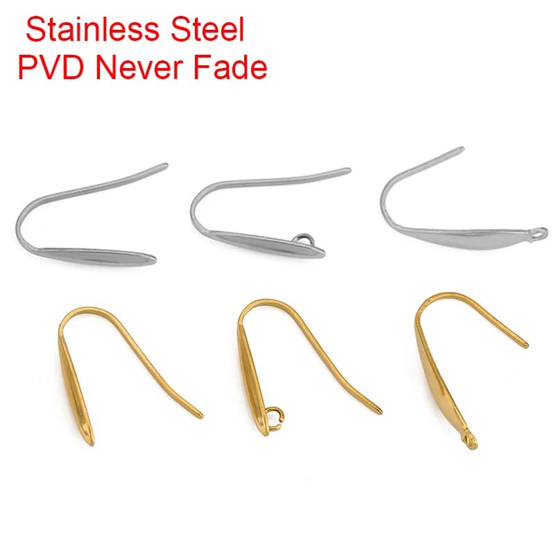 10 pieces never fade hooks for stainless steel earrings wire to make hypoallergenic earrings PVD clips supplies for DIY jewelry results