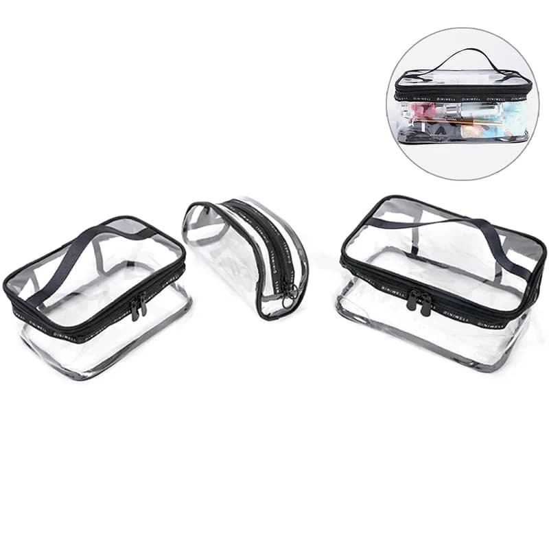 Borsa Cosmetica Trasparente in PVC con Cerniera, Organizer Portatile da Viaggio per Trucchi e Articoli da Toilette
