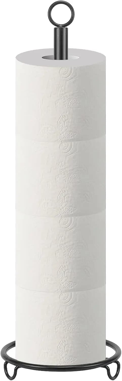 Portarotolo da terra in metallo con spazio per 4 rotoli, organizer antiruggine per carta igienica da bagno per piano di lavoro, 53 cm di altezza, finitura opaca