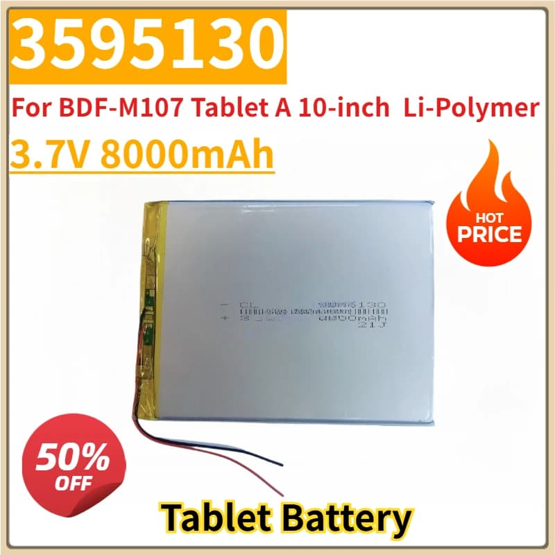 Nuova batteria sostitutiva per tablet 3,7 V 8000 mAh 3595130 per tablet BDF-M107 A ai polimeri di litio da 10 pollici