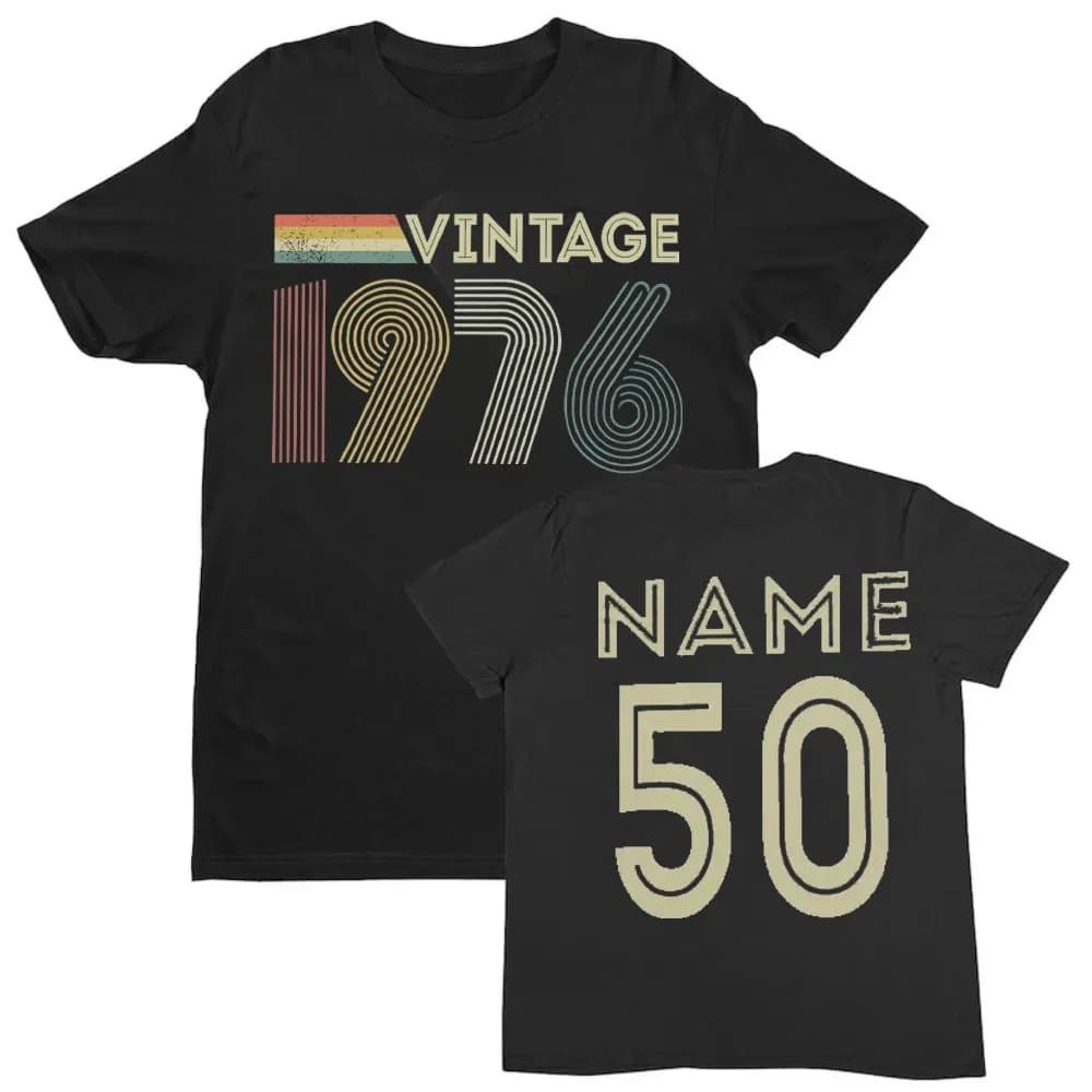 T-shirt vintage 1976 personalizzata per il cinquantesimo compleanno per il 2026 Nome personalizzato Idea regalo Estate Camisetas traspiranti Nostalgia Retro Top