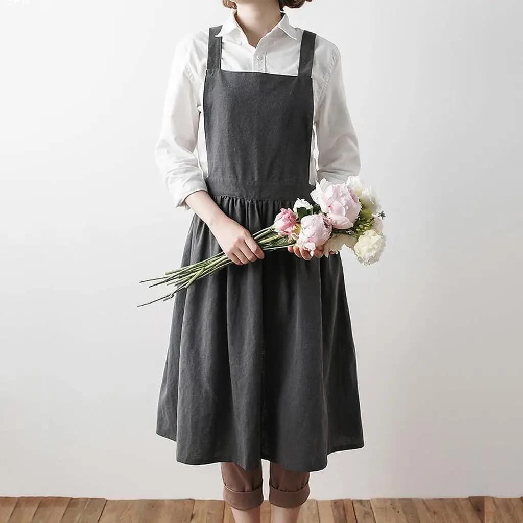 Canvas Kitchen Apron Home Chef Unisex Sleeveless Dress Work Apron for Florist Barista Workshop