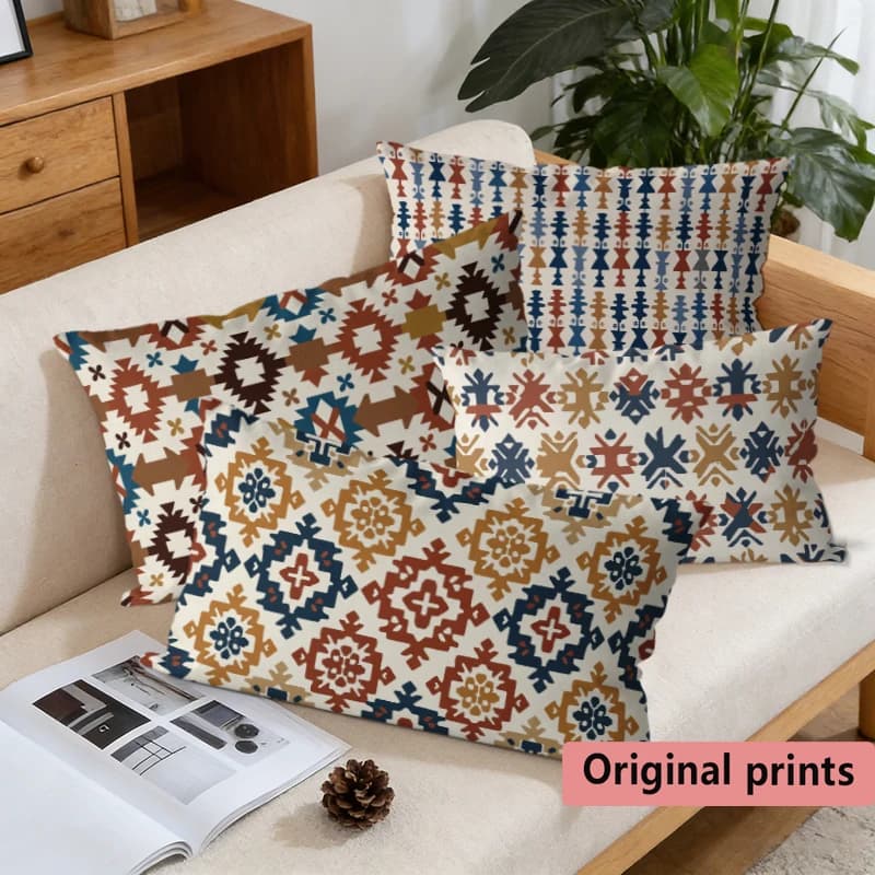 Bohemian Kilim Lumbar Pillow Covers Suitable For Sofa Bedroom Car Pillow Cover Cushion Rectangular Back Cushion
