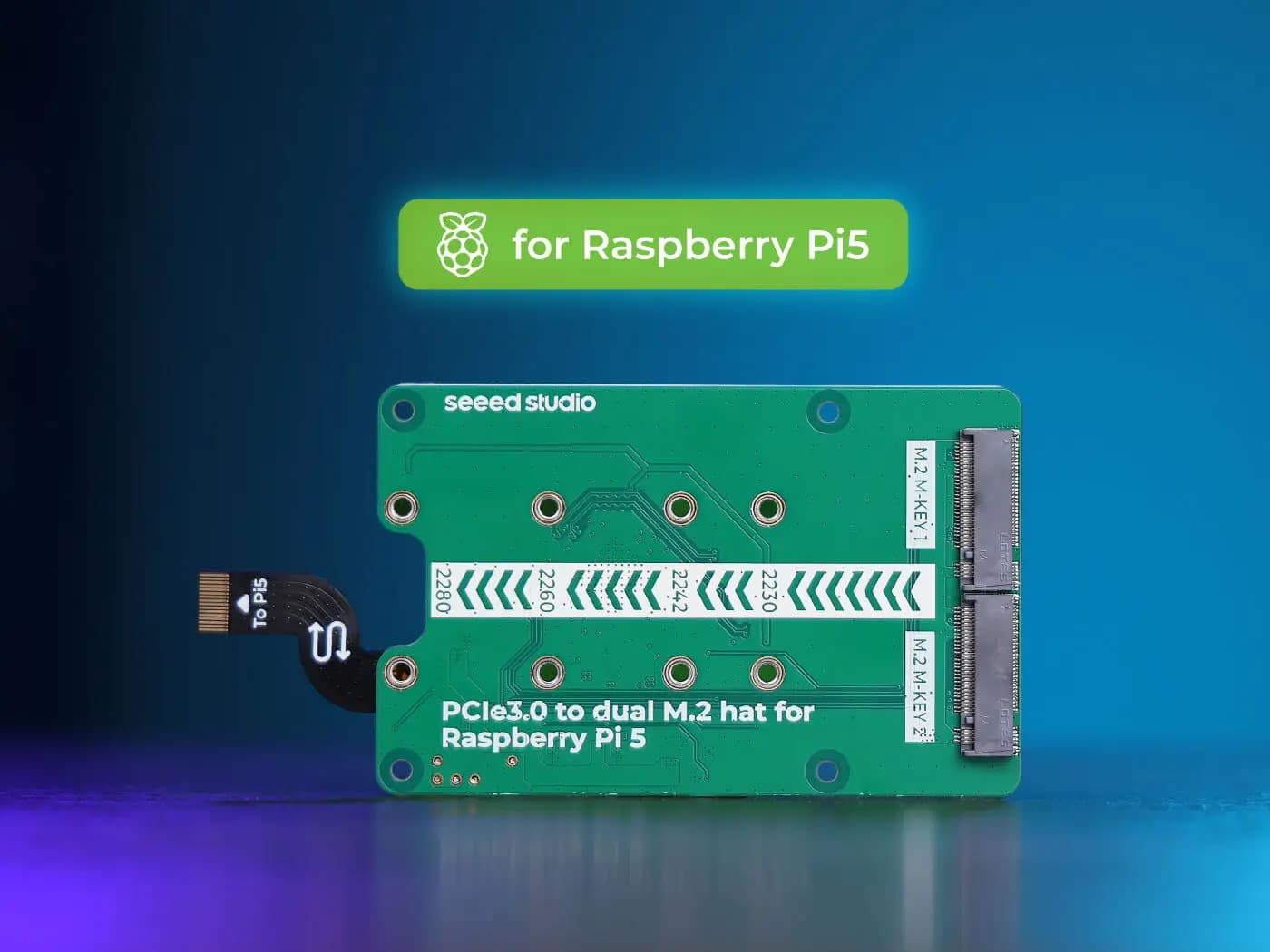 PCIe3.0 dual hat M.2 switch for Raspberry Pi 5, NVMe SSD support, Hailo8/8L and Google Coral AI accelerators in PCIe 3.0 speed