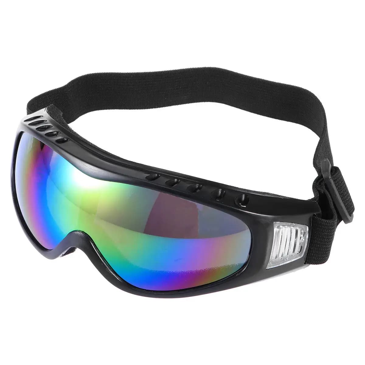 Occhiali da Sci Unisex Protettivi Antivento UV400 Antiappannamento con Lenti in PC, Design Traspirante e Cinturino Antiscivolo Regolabile per Ciclismo