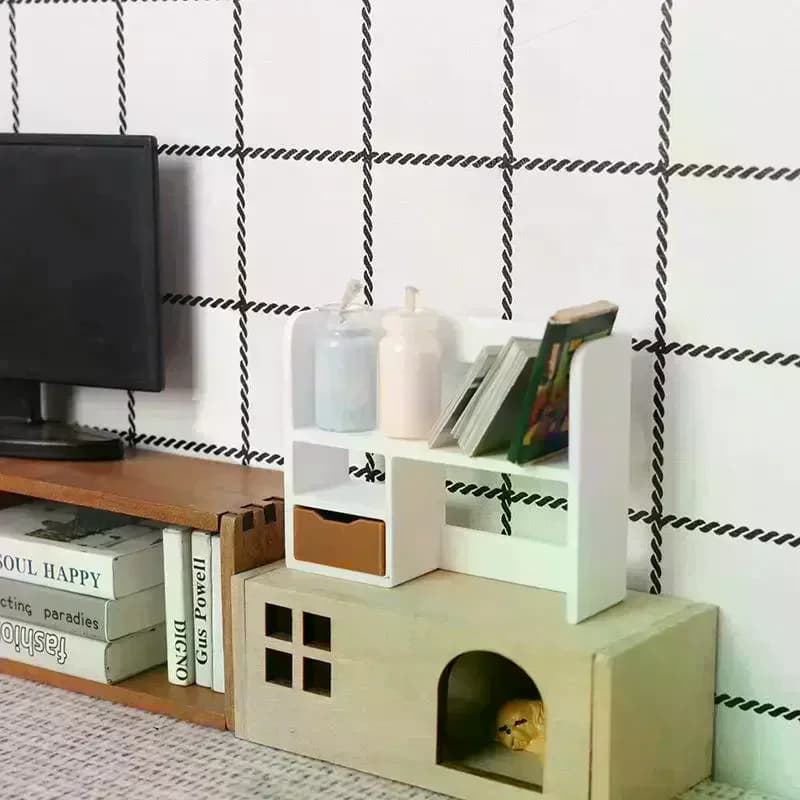 1 Pezzo Scaffale Portaoggetti in Miniatura Scala 1:12 per Casa delle Bambole, Accessori per Bambole, Modellino Scenico, Giocattolo